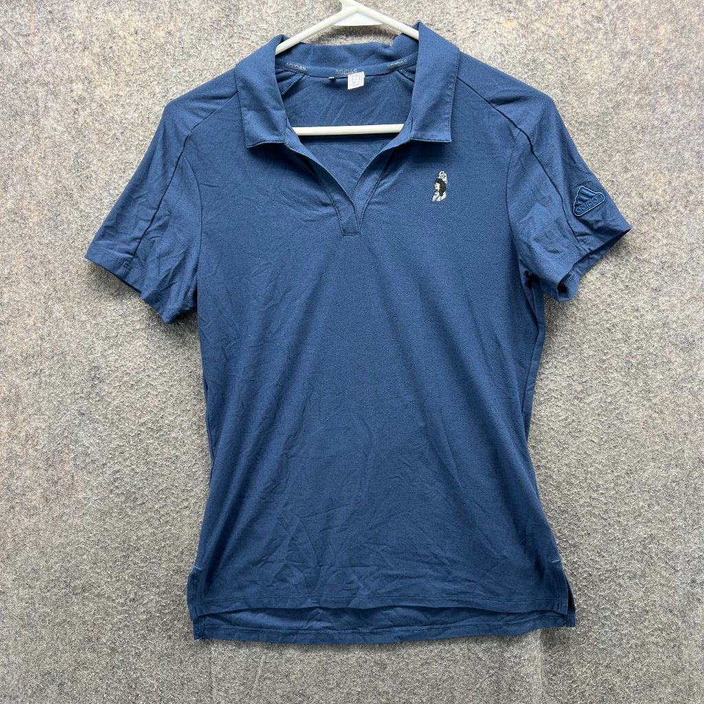 Adidas Polo Shirt Womens Xs Blue Primegreen Indian Logo Golf Athletic Club